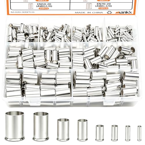 mankk 305PCS Silver Plated Copper Wire Ferrules Kit - color: 305PCS