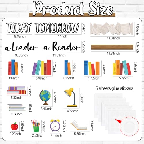Qilery Bookshelf Bulletin Board Set Today a Reader Tomorrow a Leader - style: Today A Reader Tomorrow A Leader