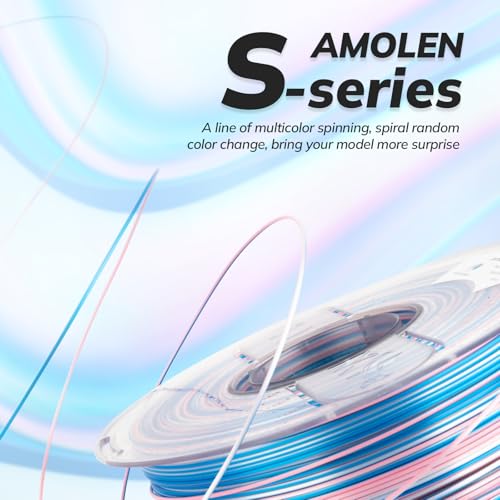 AMOLEN Silk PLA 3D Printer Filament, Shiny Multicolor Rainbow PLA Filament 1.75mm, Fast Color Change PLA 3D Printing Filament for Most FDM 3D Printer, Blue Pink White, 1kg (2.2lbs) - color: Blue/Pink/White