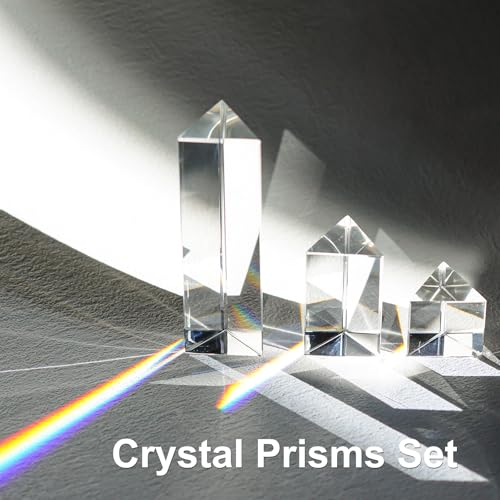 3Pcs Crystal Prisms 2Inch 4Inch 6Inch Optical Glass Triangular Prism for Teaching Photo Photography