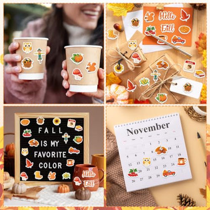 300Pcs Fall Foam Stickers, Cute Self-Adhesive Autumn Thanksgiving Stickers Foam Fall Pumpkin Maple Leaves Sticker Decorations for Home Office School Classroom DIY Art Craft Party Supplies - style: Fall