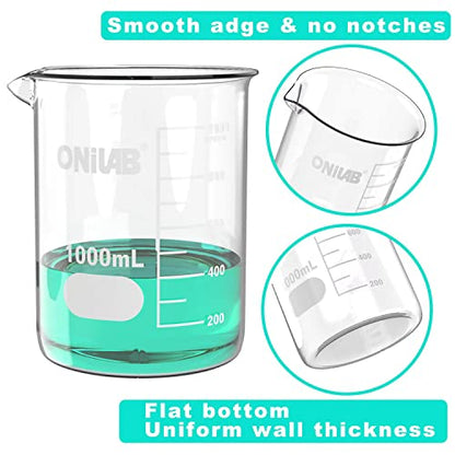 ONiLAB 1000mL Glass Beaker, 2 Pcs, Borosilicate Glass - style: 1000ml-2pcs