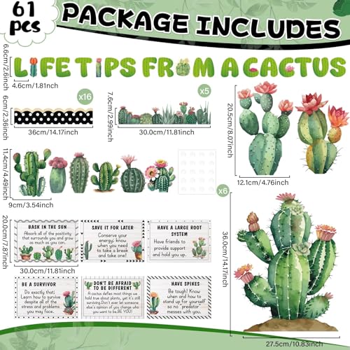 party greeting Cactus Bulletin Board Set Motivational Classroom Decorations Greenery Succulent Paper Cutouts Plant Bulletin Board Border for Back to School Wall Door Decor Class Must Have Supplies - style: Cactus Bulletin Board