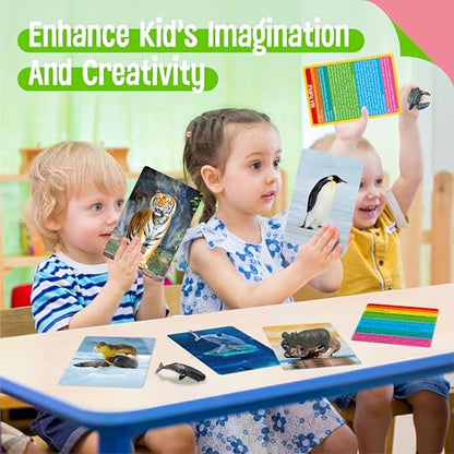 24PCS Animal Figurines with 24 Introducing Flashcards, Wild & Marine Animal Figures Safari and Underwater Creature Learning Montessori Toys Science Educational Matching Game for Homeschool, Kids - style: Wildlife+Marine Animal Set (including cards)