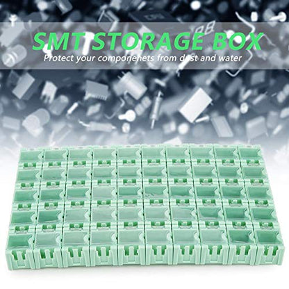 50pcs/Set Green SMT SMD Container Box, Electronic Components Parts Storage Case with Transparent Lid, Mini Component Assortment Storage Box, Tool Organizers