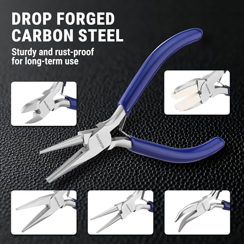WORKPRO Jewelry Plicers Set, 7-Piece Jewelry Making Tools Kit with Needle Round Nose Plier and Bent Nose Plier Wire Cutter for Jewelry Repair, Beading, Wire Wrapping, Crafts, with Carrying Pouch - color: Blue