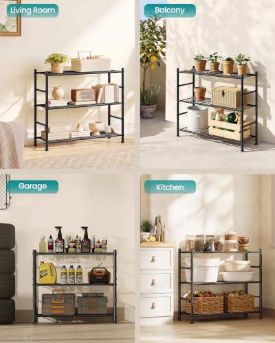 SONGMICS 3-Tier Storage Rack, Steel Wire Shelving Unit, Easy Assembly - size: 31.5"W, style: 3-Tier