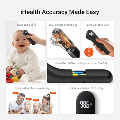 iHealth No-Touch Forehead Thermometer for Adults, Babies, Kids PT3 Black - color: Black