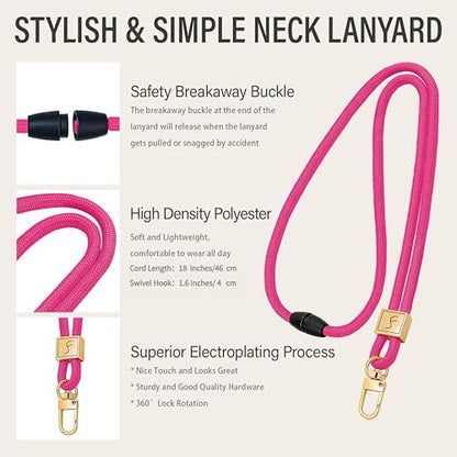 Fishent Lanyard, Cute Neck Lanyards for Keys ID Badges Holder, Keychain Key Teacher Lanyard with Safety Breakaway Buckle for Women Men, Pink - color: Pink