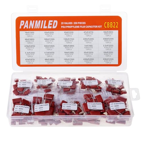 25 Values Metallized Polypropylene Film Capacitor Kit CBB22 400V-630V - style: 400V 630V 250PCS