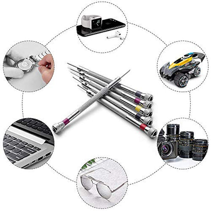 Premium 6PCS Micro Precision Screwdriver Set, 0.8-1.6mm, Extra Replacement Blades for Watch, Eyeglasses, Jewelry, Electronics Repair