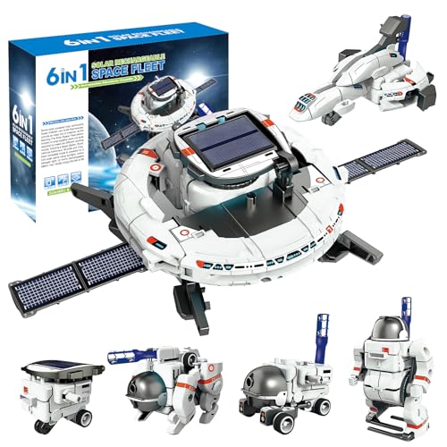 Nilez 6-in-1 STEM Robot Kit for Kids Ages 10 and up, Solar and Battery Powered Engineering Toy, DIY Robotics Science Experiment Set, Building Toys, Educational Birthday Gift for Boys Girls - color: White