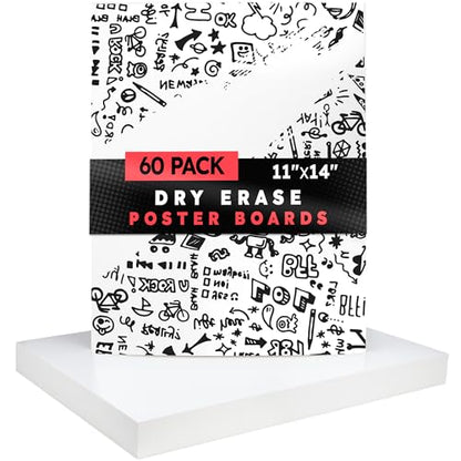 Hygloss Dry Erase Poster Board Paper 11x14 Inch, 60 Count, White Board - color: Original, size: 11 x 14-Inch, style: 60