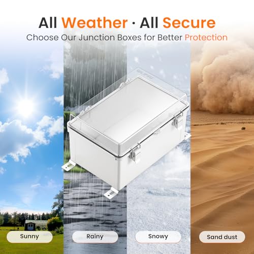 QILIPSU Outdoor Electrical Box Waterproof Junction Box 11.8"x7.9"x6.7" - color: Clear, size: 11.8"x7.9"x6.7"