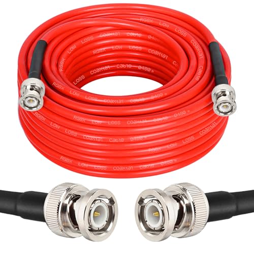 MOOKEERF BNC Male to Male Coaxial Cable - 50 ohm Ultra Low Loss RG8X Coax Cable for Antenna, RF Radio, Modem, Oscilloscope, Spectrum Analyzer, Signal Generator (100FT) - size: 100FT