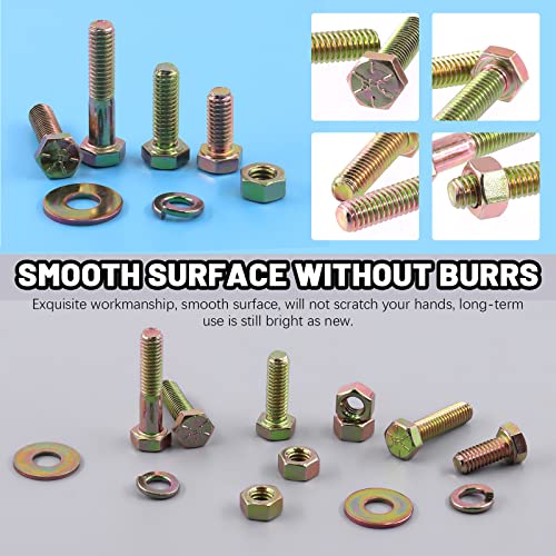 Glarks 120Pcs 5/16"-18 Grade 8 Coarse Thread Hex Bolts Nuts Screws Washers Assortment Kit, 4 Size 3/4", 1", 1-1/4", 1-1/2" Hex Head Cap Screws and Hex Nuts Flat Washers Lock Washers Set