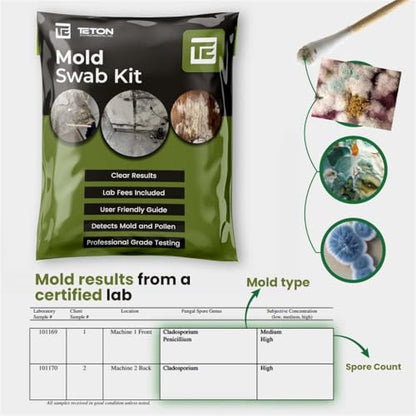 Mold Test Kit for Home – Lab Fees Included, Detects 20+ Mold Types, Swab & Air Sample Testing, Lab Analysis in 1 Business Day Once Lab Receives Sample (1 Pack)