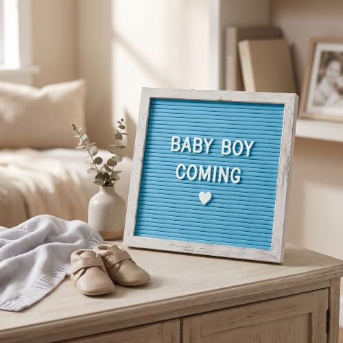 Rustic Blue Felt Letter Board 10x10 Inch for Baby Boy Announcements - color: Rustic Blue