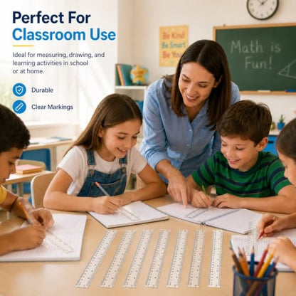 64 Pack Clear Plastic Rulers Bulk, 12 Inch Transparent Rulers - color: Clear