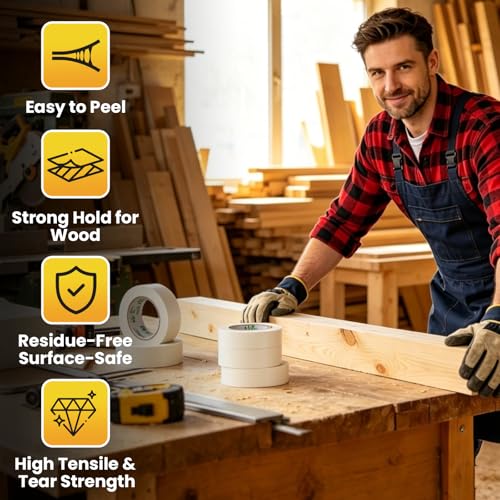 Double Sided Woodworking Tape1IN x 324 Ft (3 Pack) Residue-Free - size: 1 Inch x 324 Ft