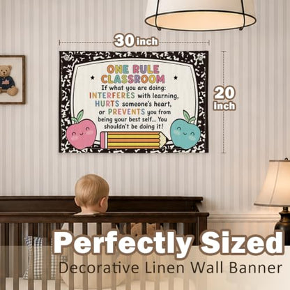 One Rule Classroom Golden Rule Poster Decor Wall Hanging Banner - color: 00-One Rule Classroom - Apple Theme