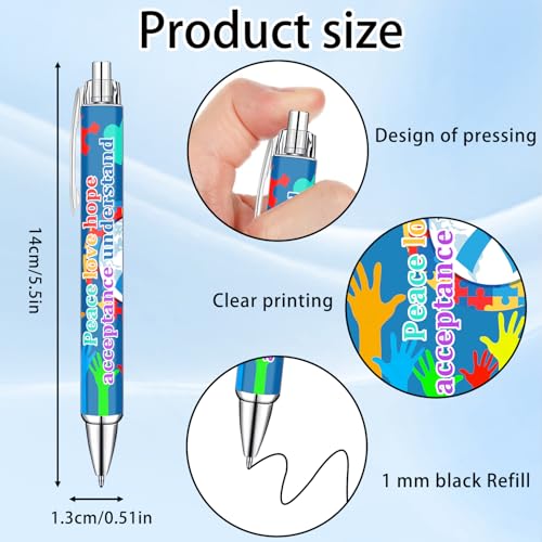 Idealmuzik Autism Awareness Ballpoint Pens, 10 Pack – Inspirational Quote Pens with Puzzle & Heart Designs, Encouraging Writing Pens for Office, School, Events & Everyday Use - color: Autism