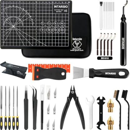 52-in-One 3D Printer Tools Kit, Professional 3D Printer Accessories & Maintenance Set for All FDM/SLA Printers, Deburring Tool, 3D Printer Nozzles, Scrapers, Files Set, PTFE Tube Cutter, Storage Bag - style: Plus-purpose Kit