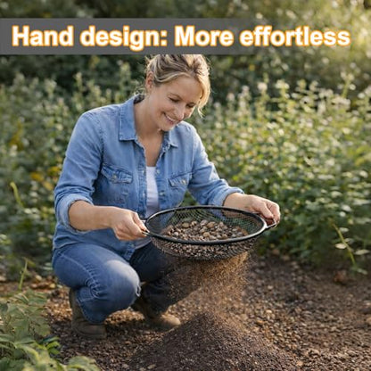 2PCS Soil Sifter for Gardening, Rock Sifter for 5 Gallon Bucket,Compost Sifter Dirt Sifter,Captures Dirt Rocks Sawdust Black Handle Upgrade Version - color: 2Pcs Black