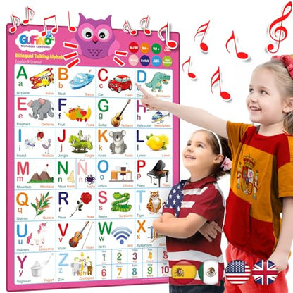 Pink Bilingual Educational Toys for Little Girls - Interactive Girl Toys - color: Alphabet Pink