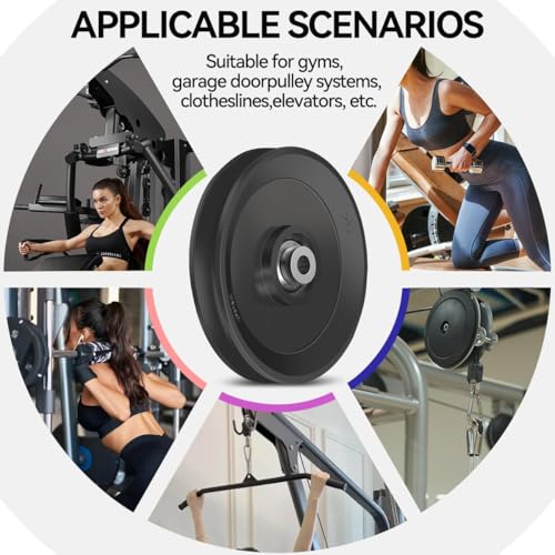 4.5in / 115mm Nylon Bearing Pulley Wheel - Over The Door Pulley，360° Traction Aluminum Bearing Pulleys for Cable Machine Weight Gym Home Garage Door Pulley System