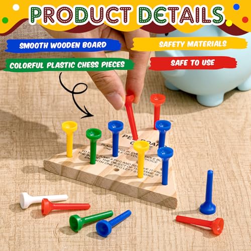 Zhanmai 3 Sets Wooden Triangle Peg Travel Game, Multi-Color Peg - color: Multi-color Peg