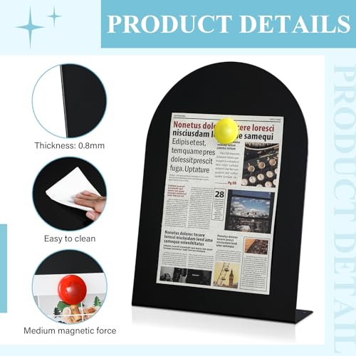 Shimeyao 2 Pcs Black Magnetic Bulletin Board for Tabletops with 8 Magnets 12 x 8.5 Inch Memo Display Easel Stand for Home Office School Kitchen Table Supplies (Arched) - color: Black, size: 12 x 8.5 Inch, style: Arched