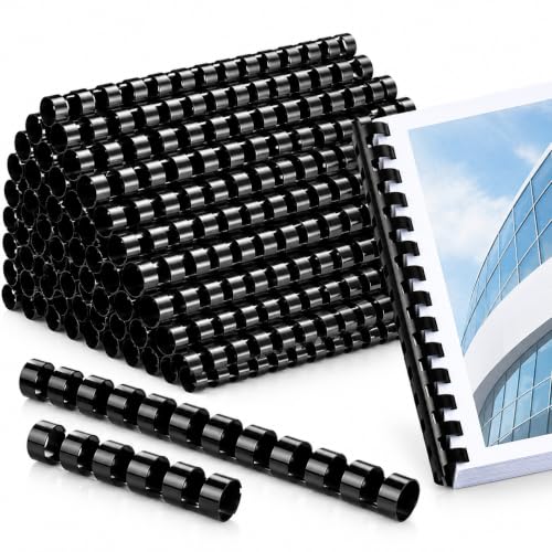 Performore 50 Pack of Plastic Comb Binding Spines, Black 19 Ring Binding Combs, Durable Binding Supplies for Reports, Presentations, Manuals, Proposals, School & Office Documents (1 inch) - size: 1 inch