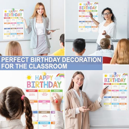 BEAWART Classroom Birthday Chart, 16x24 Colorful Reusable Poster - color: Colorful