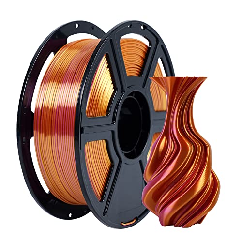 FLASHFORGE Silk Dual Color Filament, Gold and Rose 2 in 1 Coextrusion Silk PLA Filament 1.75mm, 3D Printer Filament Color Change 1kg(2.2lbs) Spool, Dimensional Accuracy +/- 0.02mm - color: Gold and Rose 2 in 1