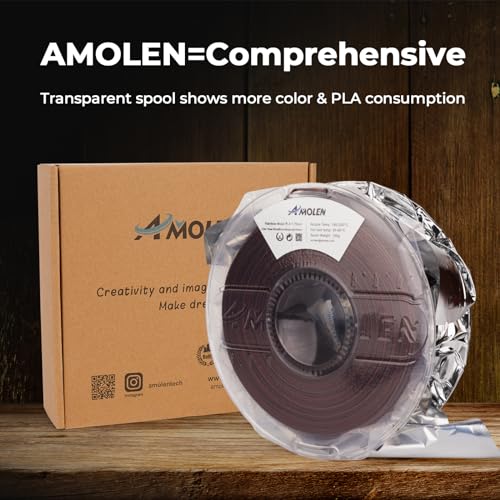 AMOLEN Wood PLA 3D Printer Filament 1.75mm Dark Wood Rainbow 1KG - color: Tigerwood