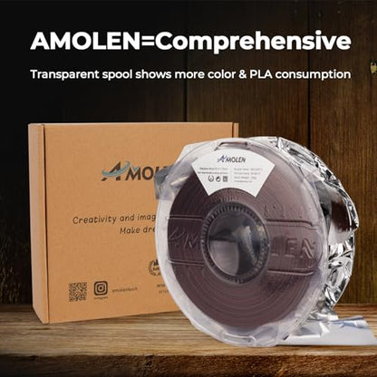 AMOLEN Wood PLA 3D Printer Filament 1.75mm Dark Wood Rainbow 1KG - color: Tigerwood