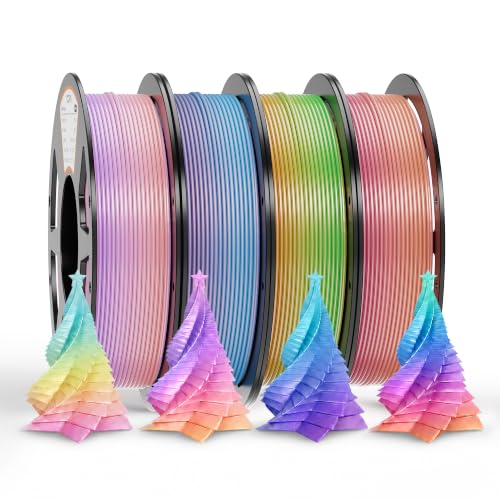 YOOPAI PLA Silk Rainbow Filament 1.75mm, 250g Starter Bundle, 4 Rolls - color: Pla Bundle-250gx4-112020018