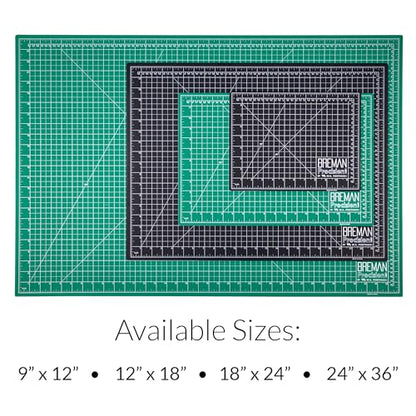 Breman Precision Large 9x12 Green Cutting Mat, Self Healing Cutting Board - color: Green/Black, size: 9x12