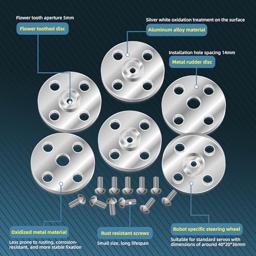20Pcs Servo Horn Metal Aluminum 25T Silvery Servo Disc of Mg995/996 - style: 20Pcs Servo Disc