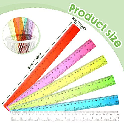 Fumete 300 Pack 12 Inch Plastic Rulers Bulk for Classroom Back to School