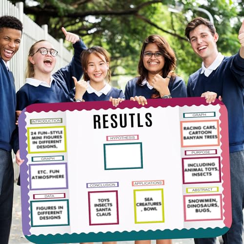 Sinload 92 Pcs Science Fair Board Supplies 60 Trim Scalloped Poster Boards 18 Presentation Subtitles 6 Project Titles 8 Letter Sticker for Classroom Display Boards(Bright Color,Wave) - color: Bright Color, style: Wave