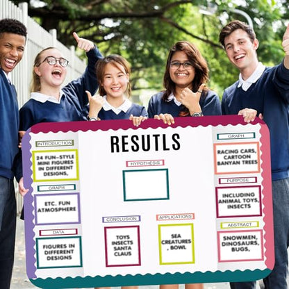 Sinload 92 Pcs Science Fair Board Supplies 60 Trim Scalloped Poster Boards 18 Presentation Subtitles 6 Project Titles 8 Letter Sticker for Classroom Display Boards(Bright Color,Wave) - color: Bright Color, style: Wave