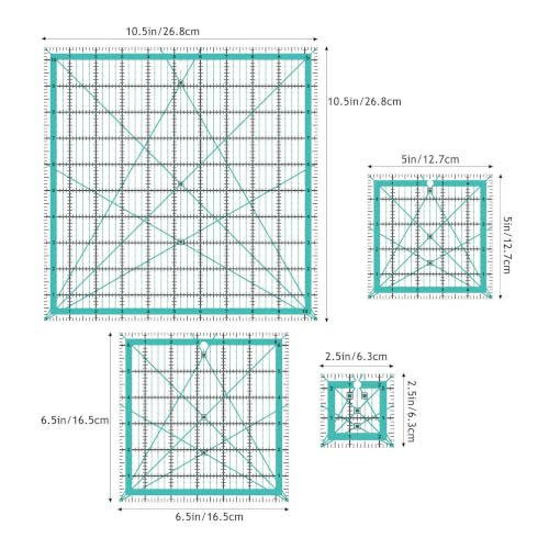 Quilting Ruler,Quilting Templates,Sewing Quilt Rulers,Acrylic Curved Corner Cutter,Precision Fabric Cutting Patchwork Tool for Quilting Sewing Craft DIY Projects,Blue 10.5" 6.5" 5" 2.5" - color: Blue