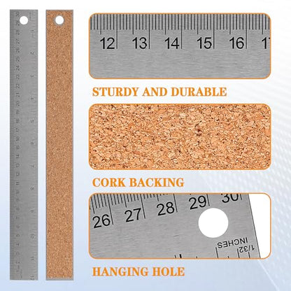 Metal Rulers,Ruler 12 inch Ruler 6inch,Cork Backed