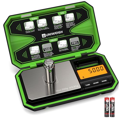 UNIWEIGH Digital Pocket Scale 200g/0.01g, Digital Scale Grams Precision - color: Fluorescent Green