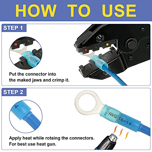 haisstronica 520PCS Heat Shrink Wire Connectors, 22-10 AWG, 3Colors/24Sizes