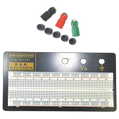 EX ELECTRONIX EXPRESS Solderless Breadboard with Backplate, 3 Binding Posts, 830 Tie Points