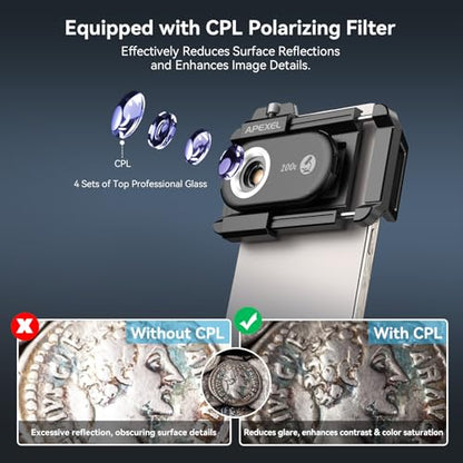 APEXEL 200X Portable Pocket Microscope, Advanced for Stamp & PCB Inspection