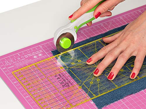 Elan 45mm Rotary Cutter for Fabric Green, Ergonomic Rotary Fabric Cutter Wheel with Built-in Blade Safety Lock, Cutting Wheels for Sewing and Quilting
